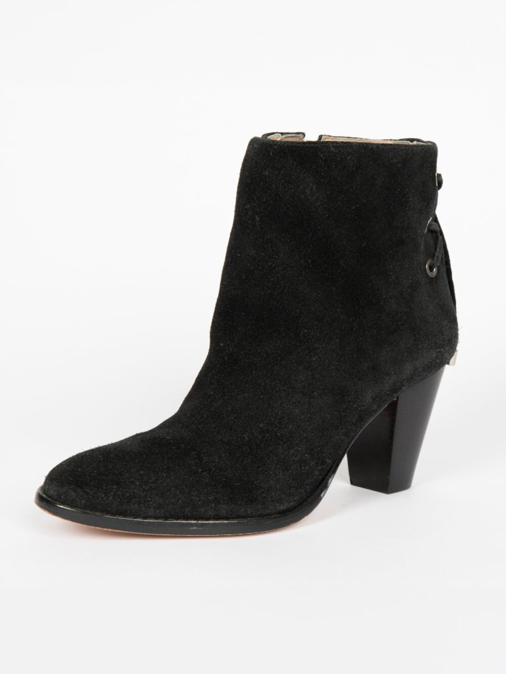 Zimmermann Black Suede Lace Back Block Heel Ankle Boots Size 40‎ / 9 Made Brazil